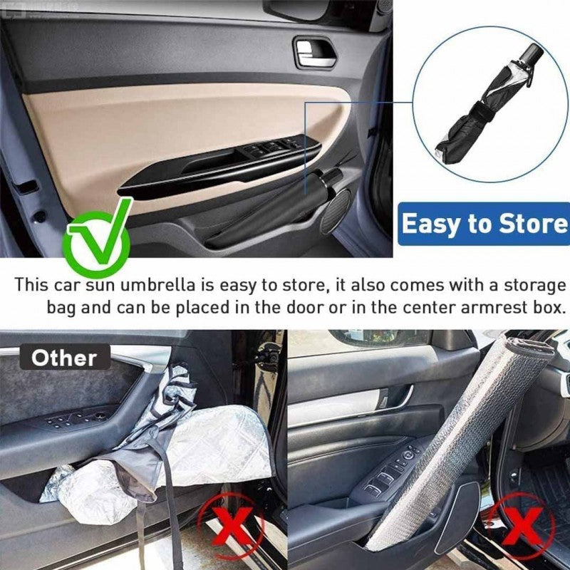 (مفت گھر ڈلیوری) ونڈشیلڈ UV کی عکاسی کرنے والی فولڈ ایبل فرنٹ کار سن شیڈ چھتری کے لیے یونیورسل کار امبریلا سن شیڈ کور