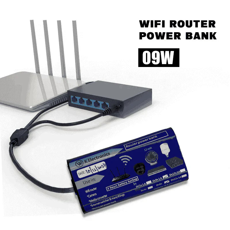 وائی فائی راؤٹر UPS پاور بینک 9 وولٹ - 4 گھنٹے گارنٹی شدہ بیک اپ - Tp Link Tenda PTCL اور دیگر راؤٹرز