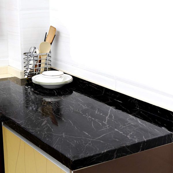 Pack of 3 Black marble Self Adhesive Waterproof Stickers