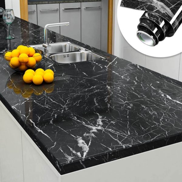 Pack of 3 Black marble Self Adhesive Waterproof Stickers