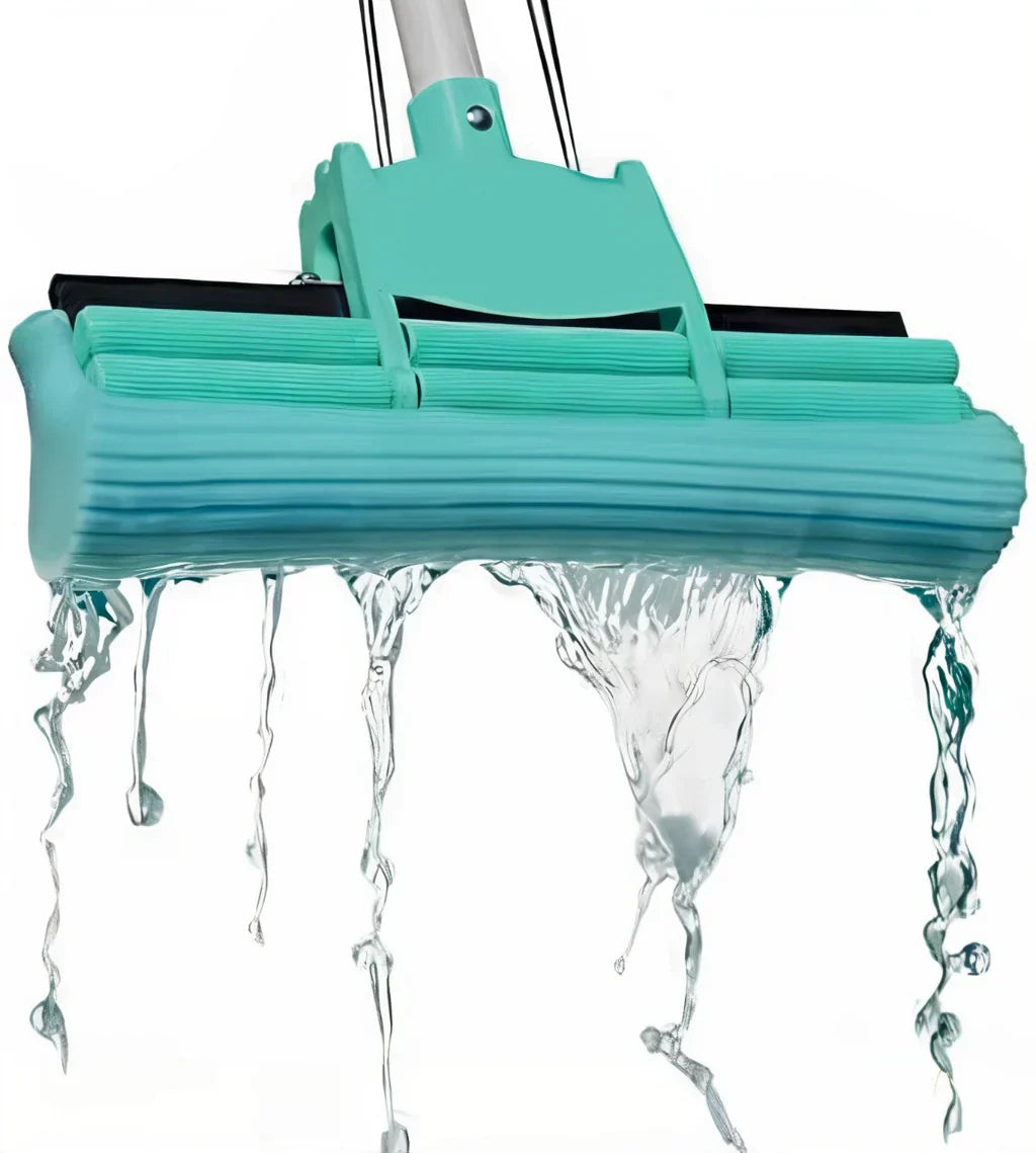 Magic PVA Sponge Mop - Adjustable Squeeze Water Floor Cleaning Mop with Telescopic Handle