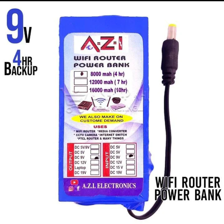 وائی فائی راؤٹر UPS پاور بینک 9 وولٹ - 4 گھنٹے گارنٹی شدہ بیک اپ - Tp Link Tenda PTCL اور دیگر راؤٹرز