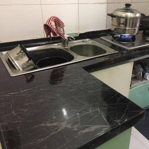 Pack of 3 Black marble Self Adhesive Waterproof Stickers
