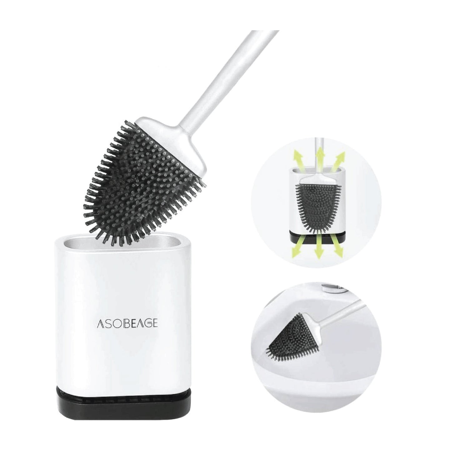 سلیکون ٹوائلٹ کلینر ٹوائلٹ برش ہولڈر کے ساتھ برش غیر پرچی لانگ ہینڈل