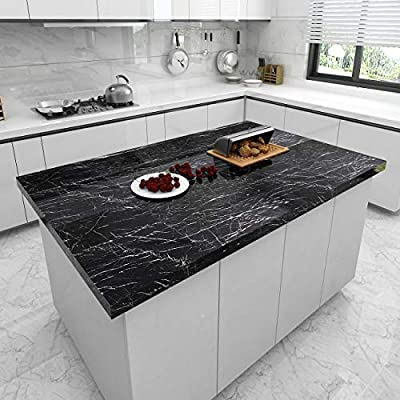 Pack of 3 Black marble Self Adhesive Waterproof Stickers
