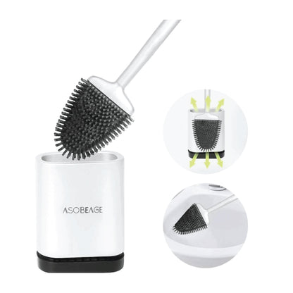 سلیکون ٹوائلٹ کلینر ٹوائلٹ برش ہولڈر کے ساتھ برش غیر پرچی لانگ ہینڈل